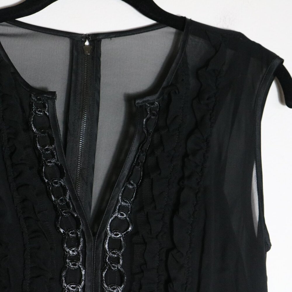Nanette Lepore Sheer Burnout Velvet Silk Blend Polka Dot Mini Dress 4 Ruffles - Picture 3 of 7
